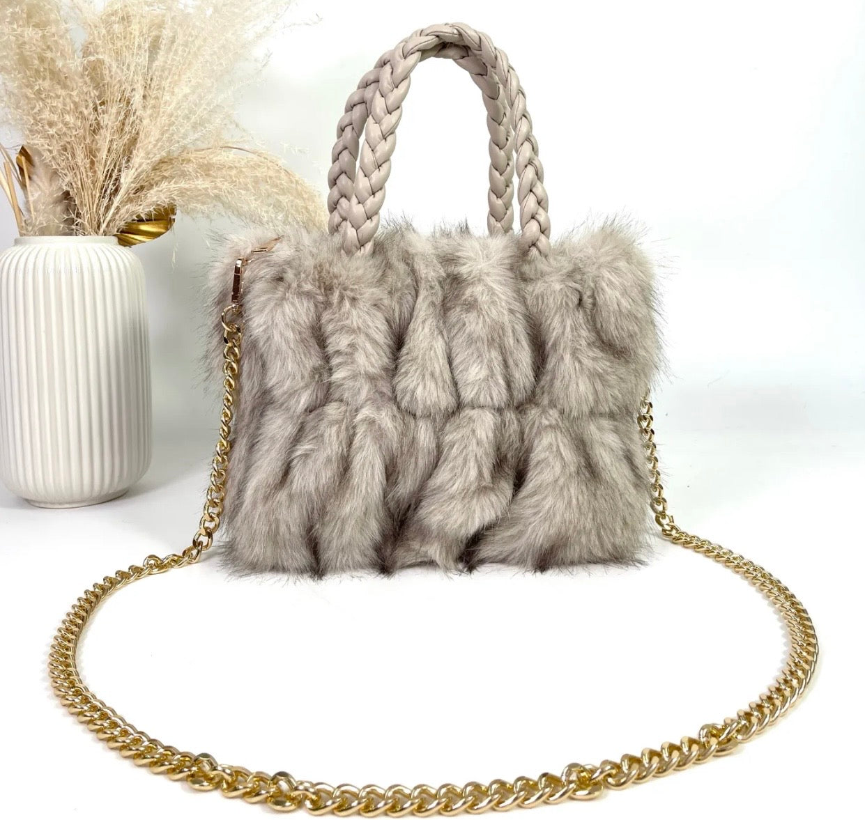 SAC FAUSSE FOURRURE BRENDA TAUPE