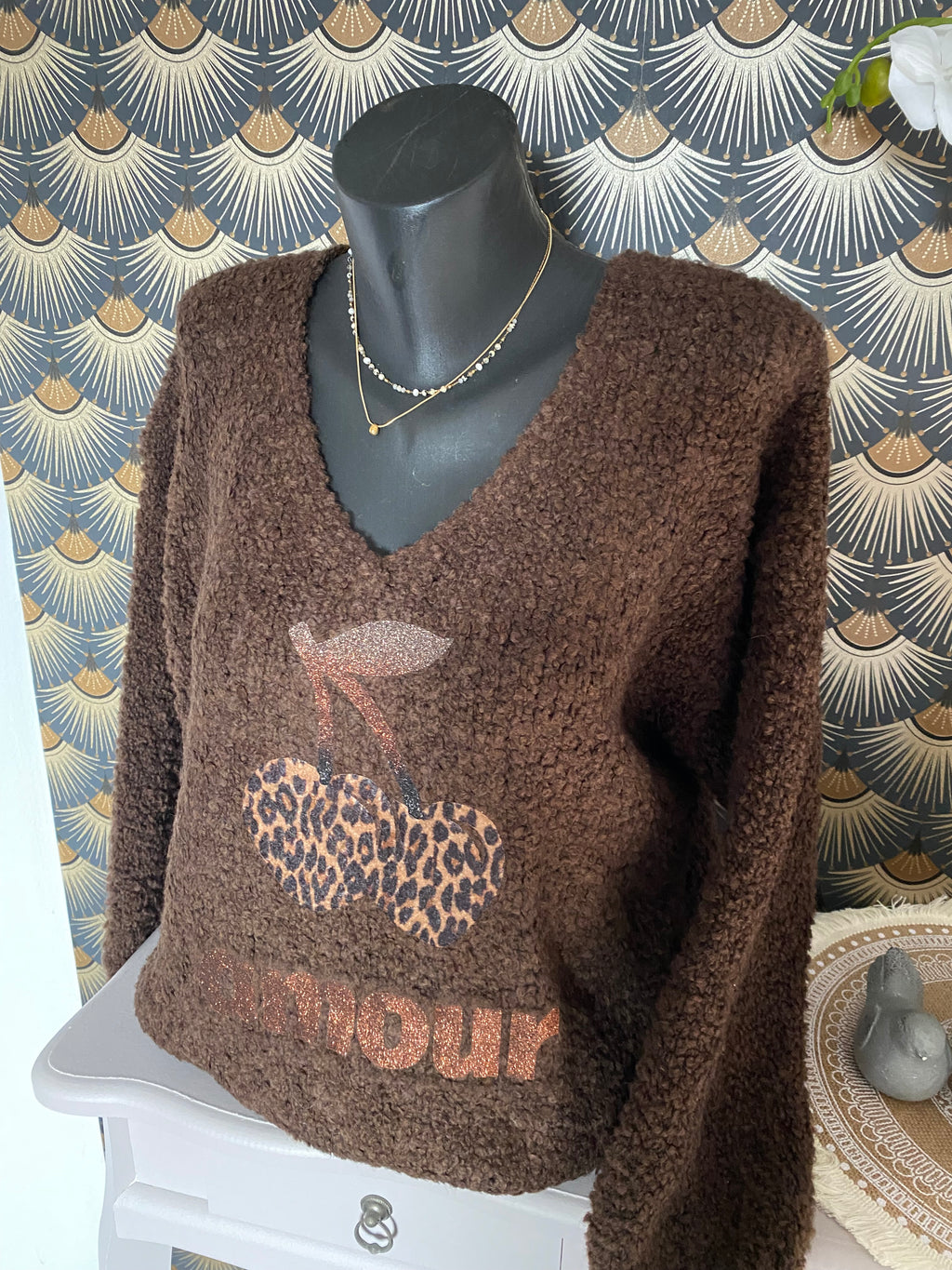 PULL AMOUR  ALPAGA  CHOCO  TU  36/44 PETIT 46