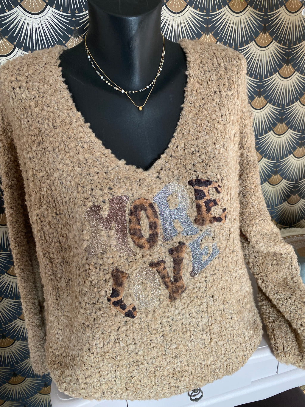 PULL MORE LOVE ALPAGA  CAMEL  TU 36/44 PETIT 46