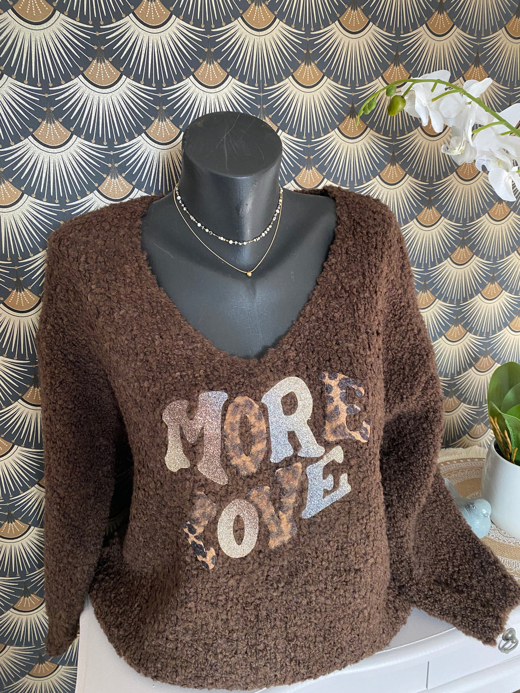 PULL MORE LOVE ALPAGA  CHOCO  TU 36/44 PETIT 46