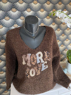 PULL MORE LOVE ALPAGA  CHOCO  TU 36/44 PETIT 46