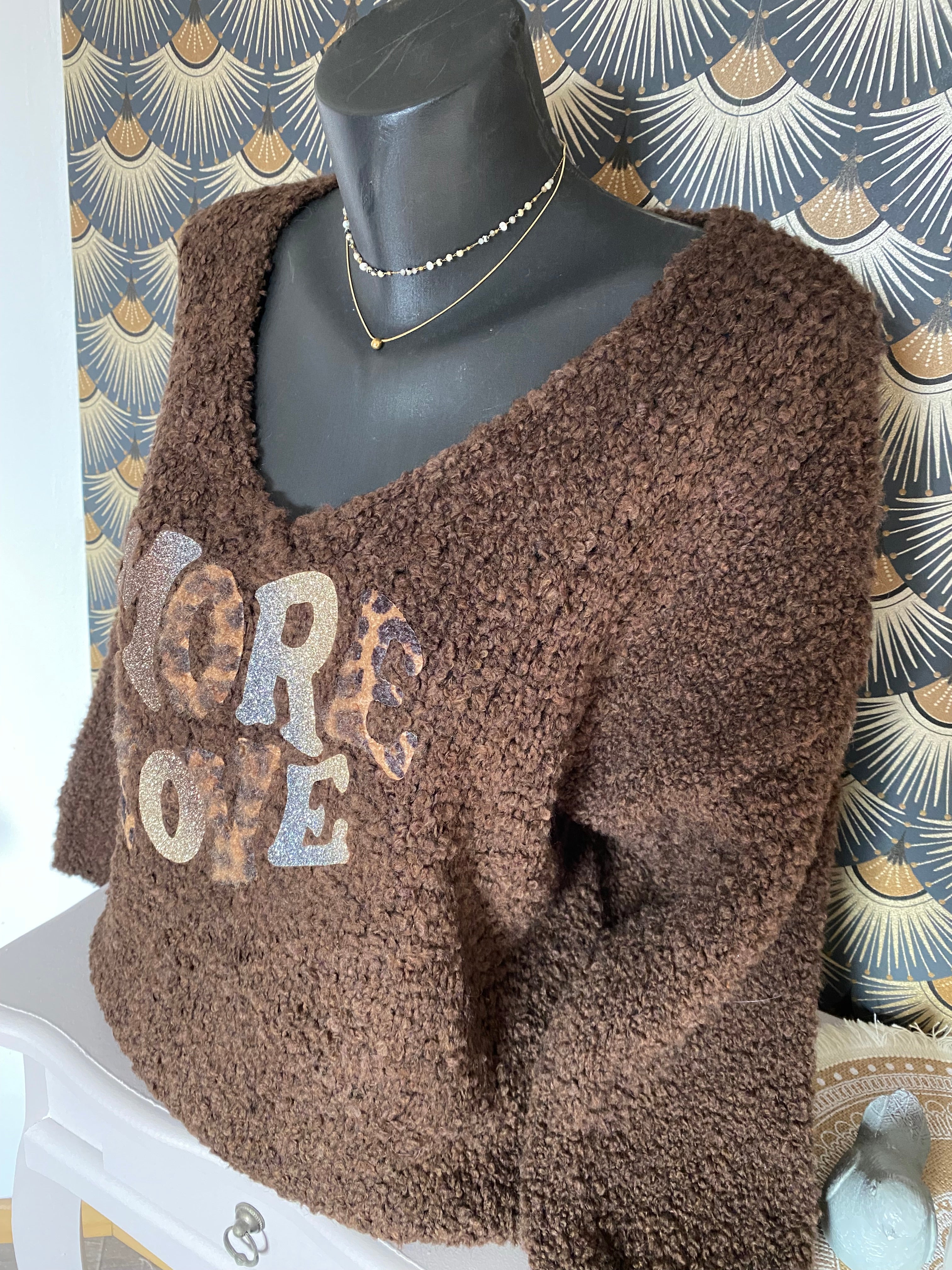 PULL MORE LOVE ALPAGA  CHOCO  TU 36/44 PETIT 46