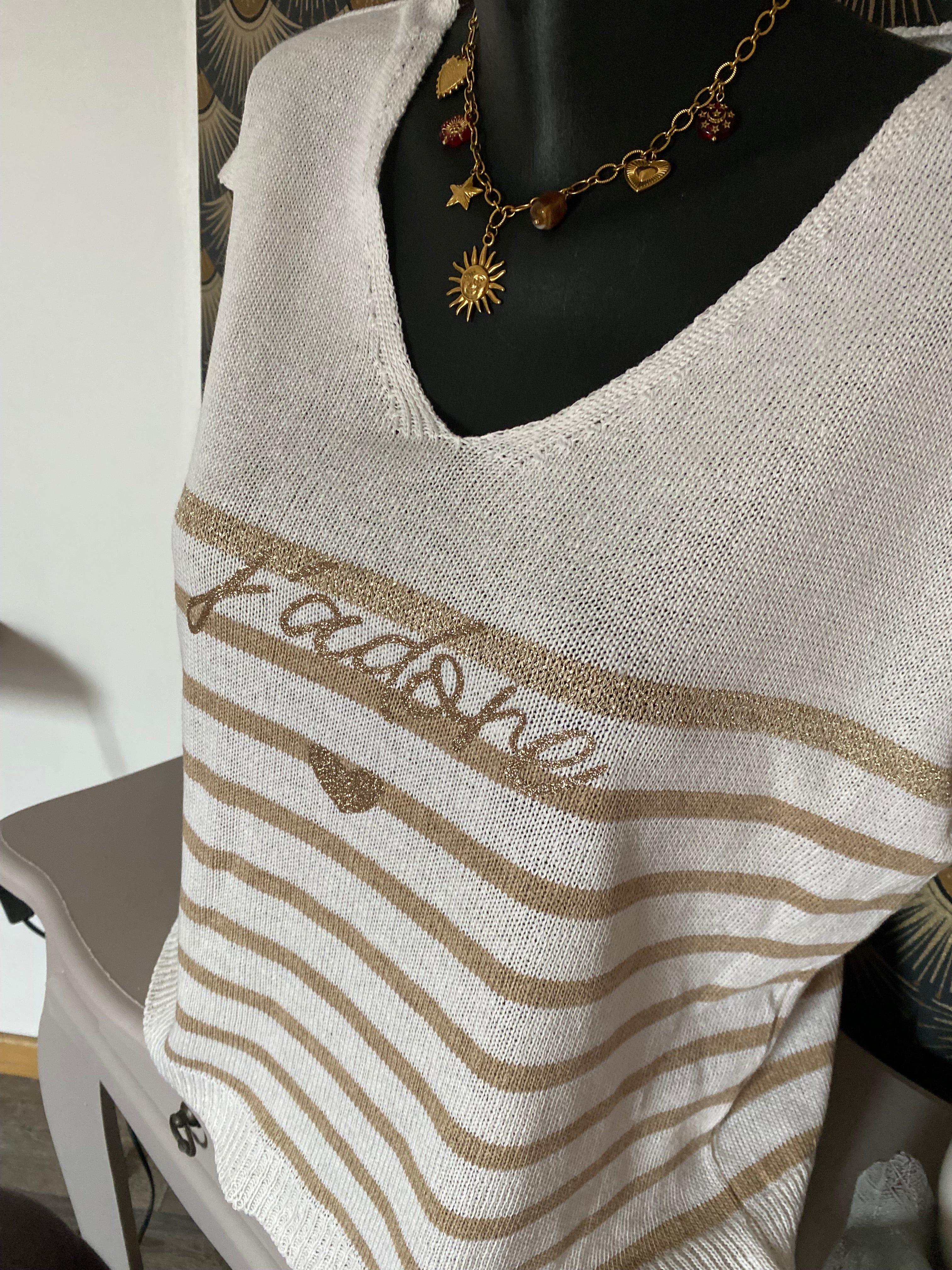 TOP MARINIERE J ADORE BEIGE  TU 36/44