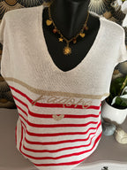 TOP MARINIERE J ADORE BLEU ROUGE  TU 36/44