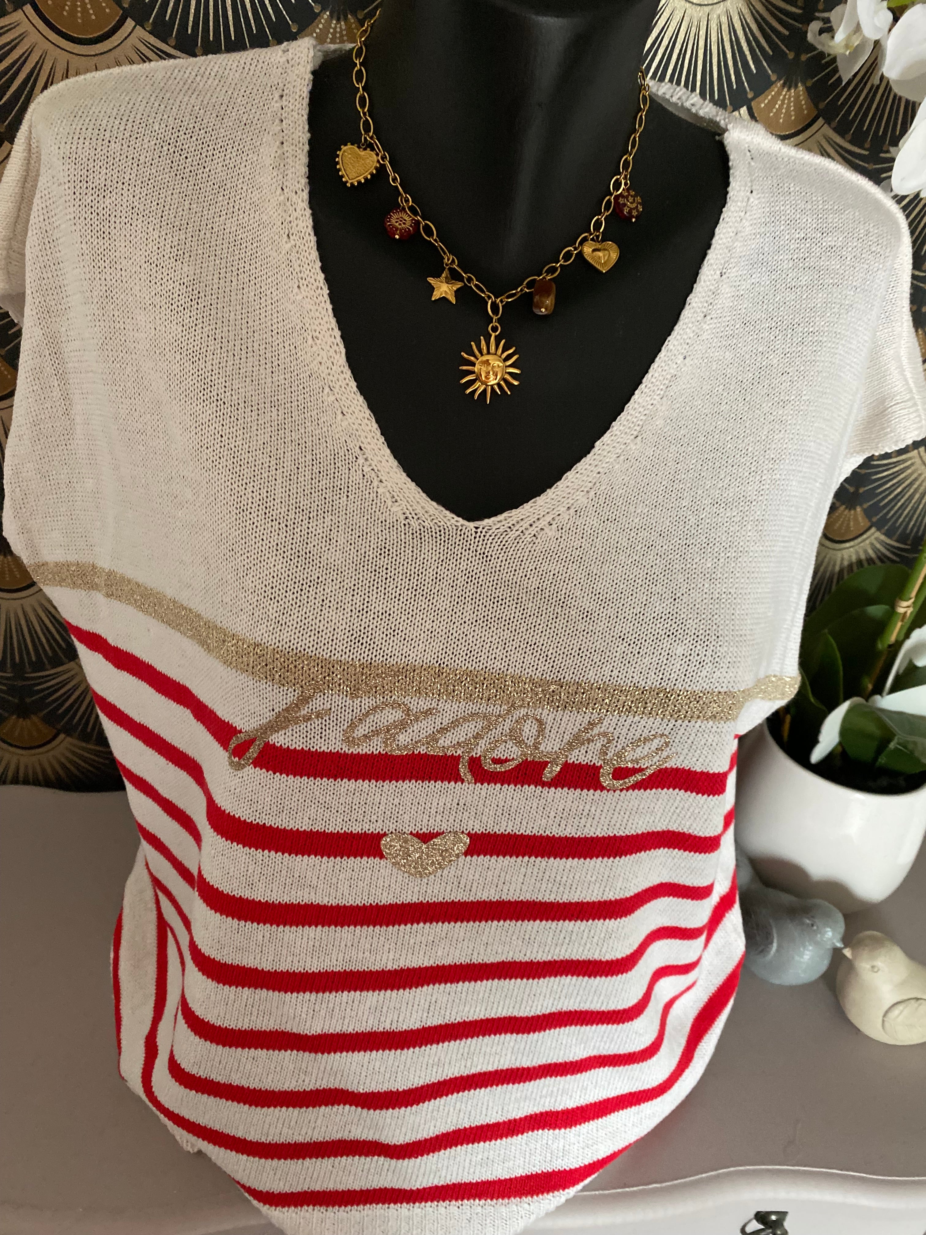 TOP MARINIERE J ADORE BLEU ROUGE  TU 36/44