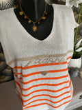 TOP MARINIERE J ADORE BLEU ORANGE  TU 36/44