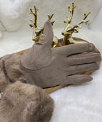 GANTS FAUSSE FOURRURE TAUPE  TU