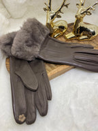 GANTS FAUSSE FOURRURE  CHOCO   TU