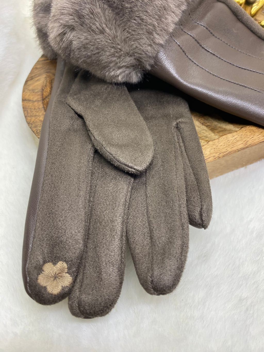 GANTS FAUSSE FOURRURE  CHOCO   TU