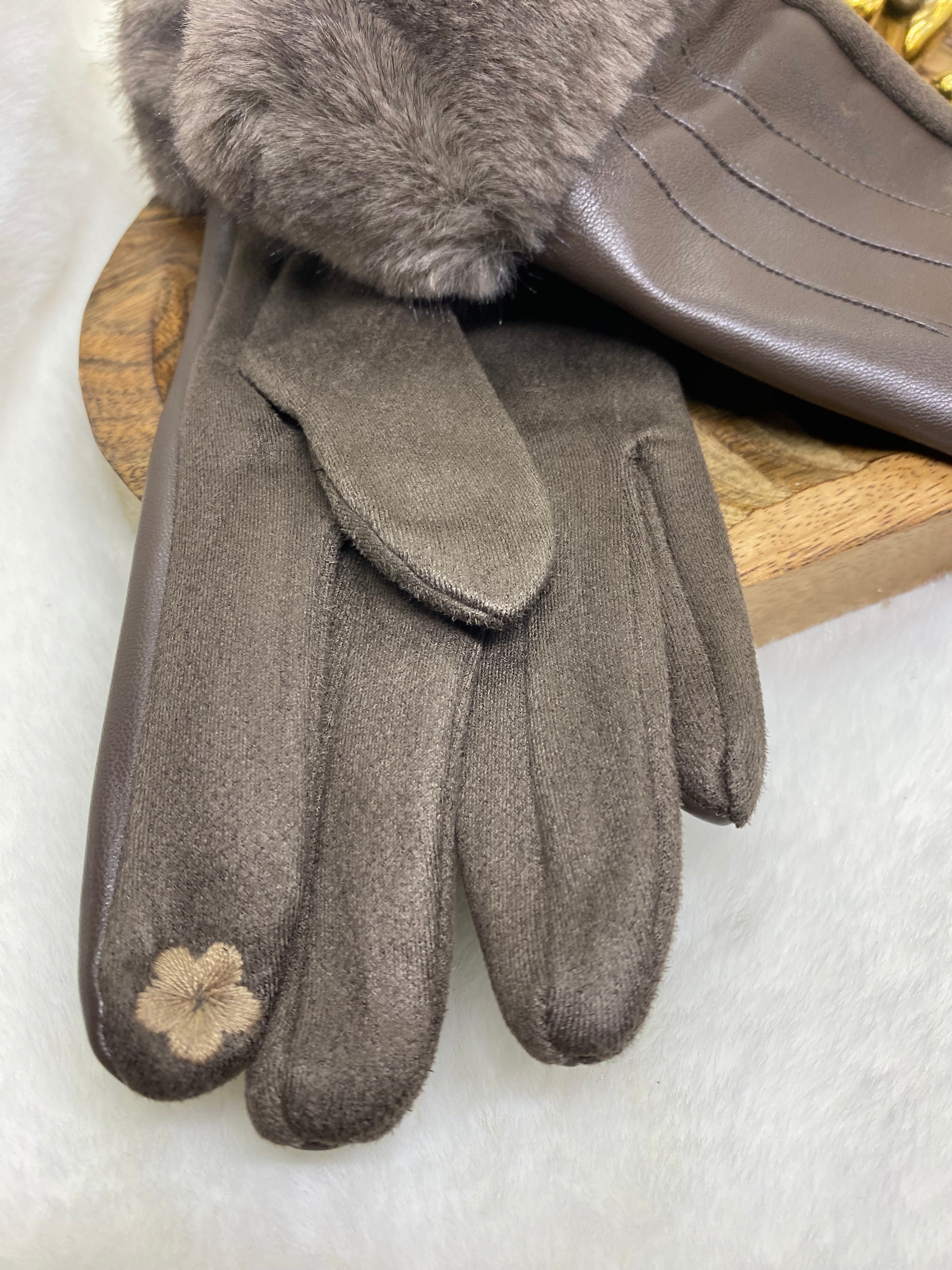 GANTS FAUSSE FOURRURE  CHOCO   TU