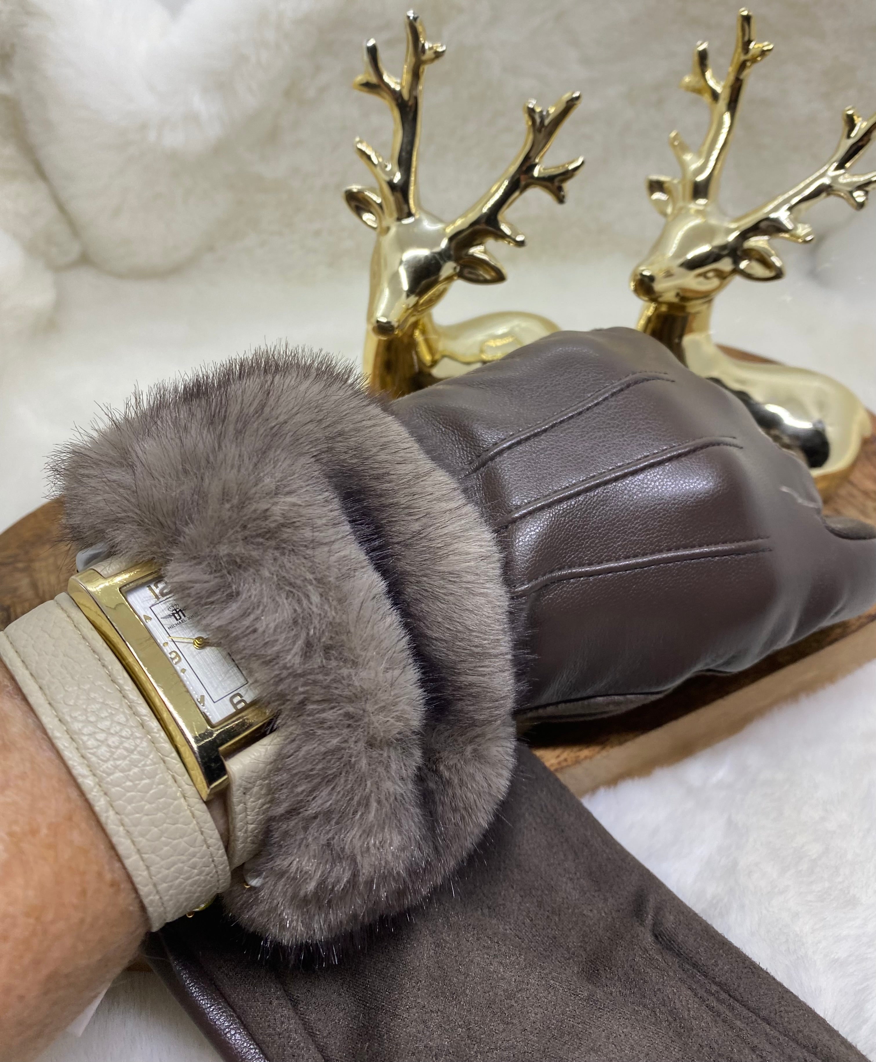 GANTS FAUSSE FOURRURE  CHOCO   TU