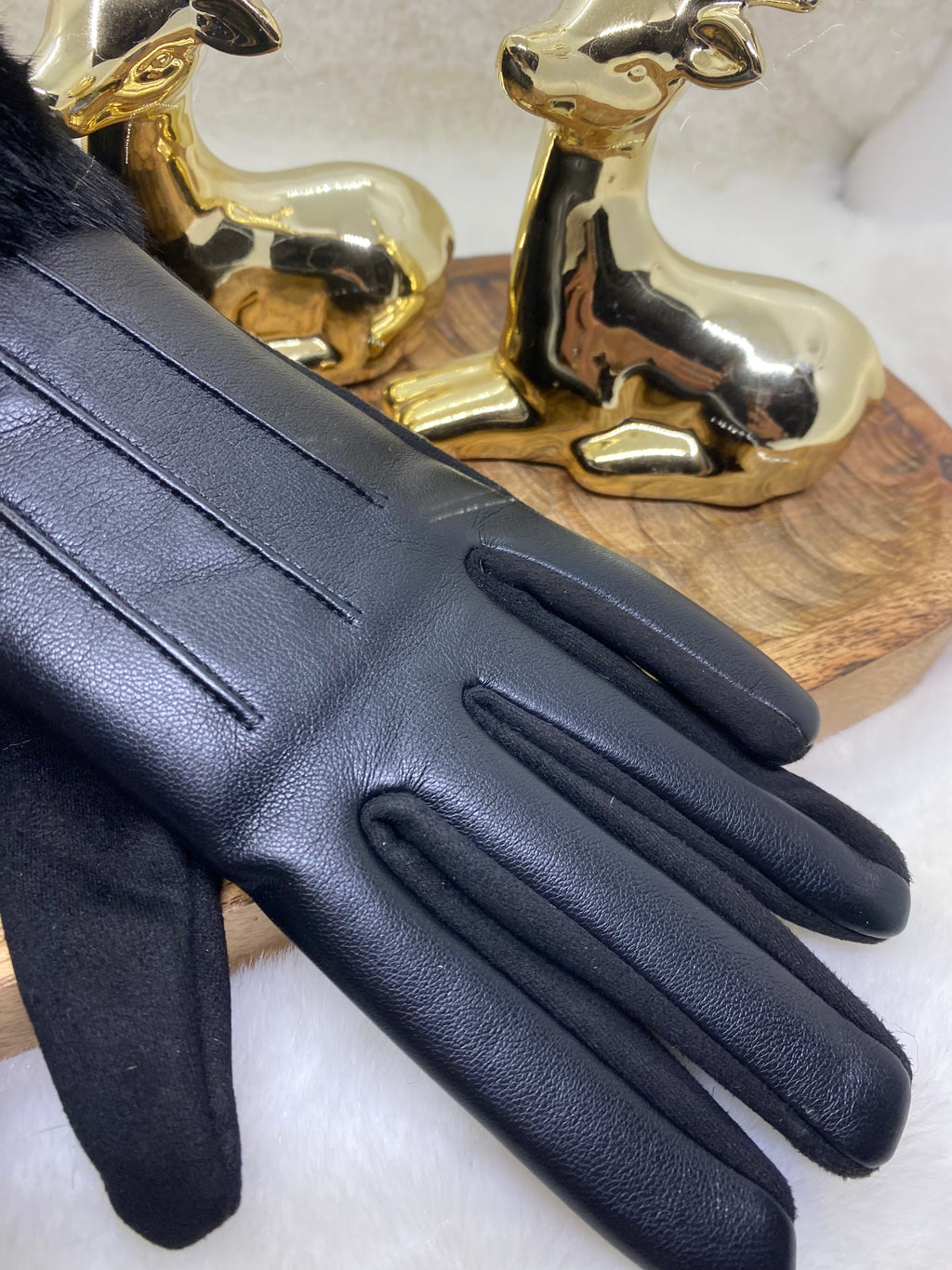 GANTS FAUSSE FOURRURE NOIR   TU
