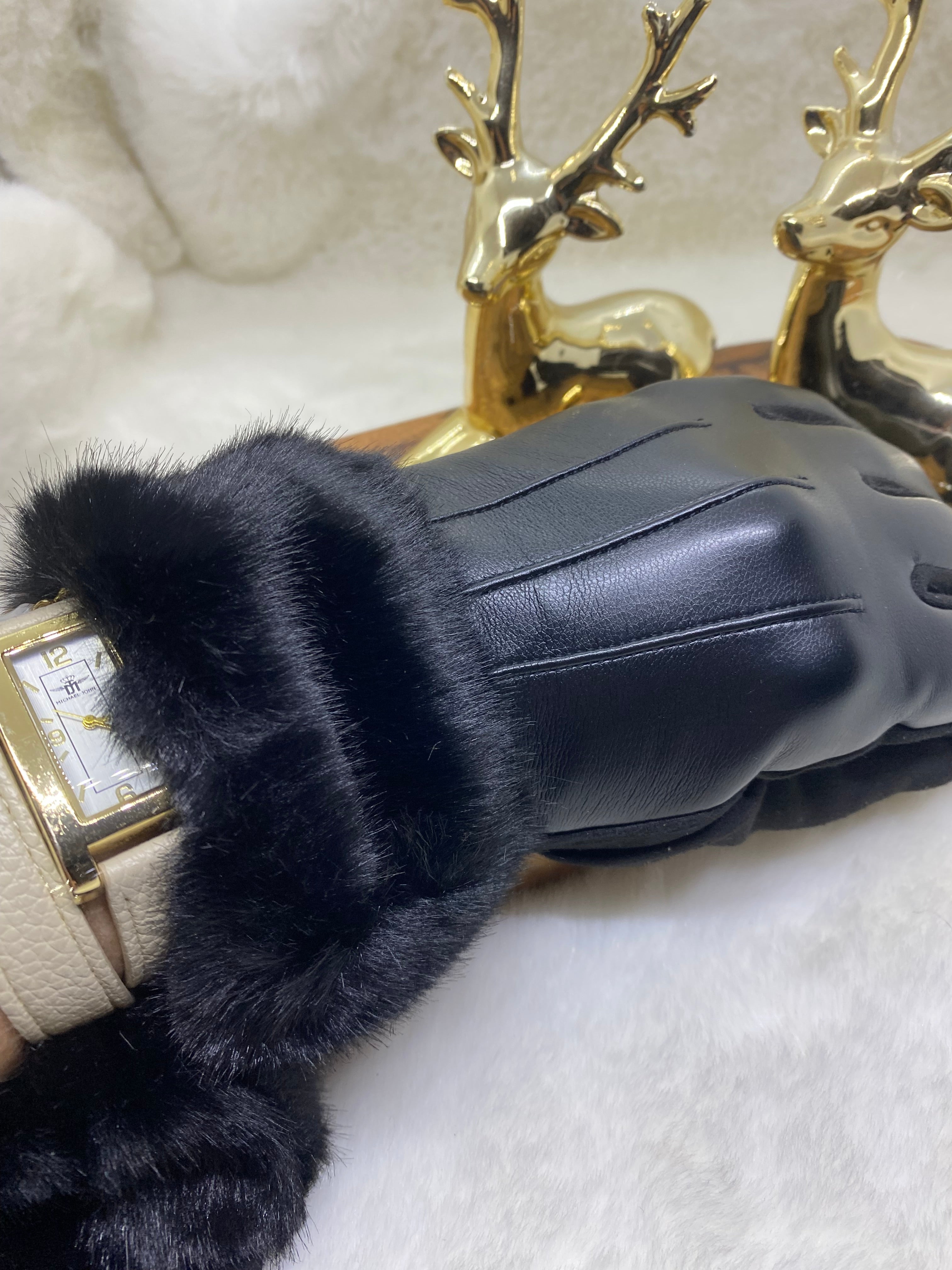 GANTS FAUSSE FOURRURE NOIR   TU