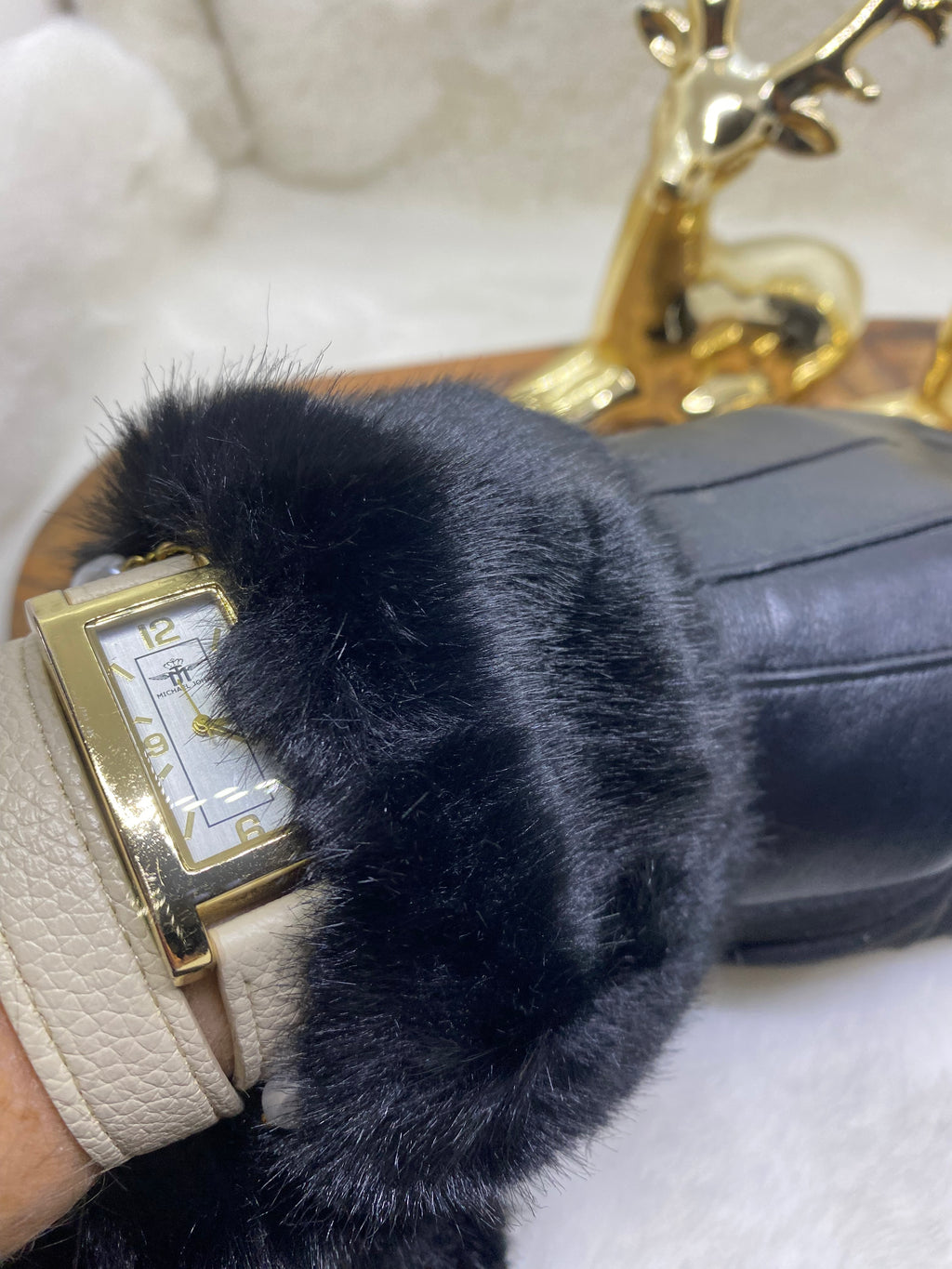 GANTS FAUSSE FOURRURE NOIR   TU