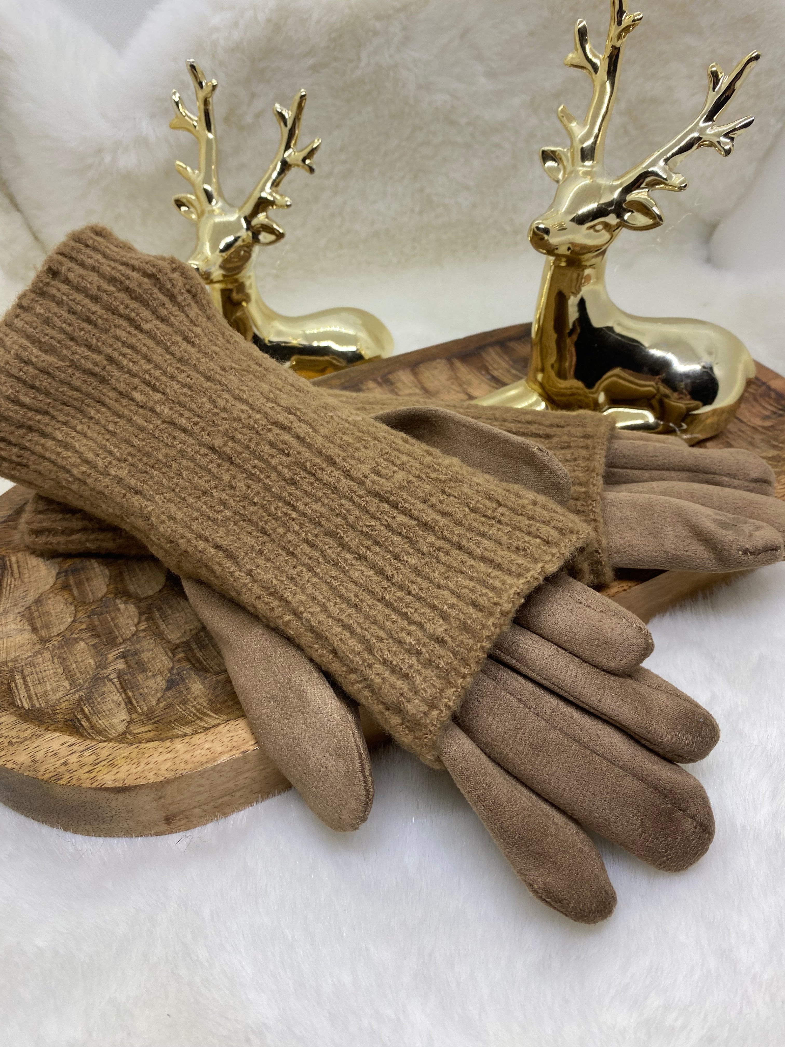 ENSEMBLE GANTS  ET MITAINES CAMEL TU
