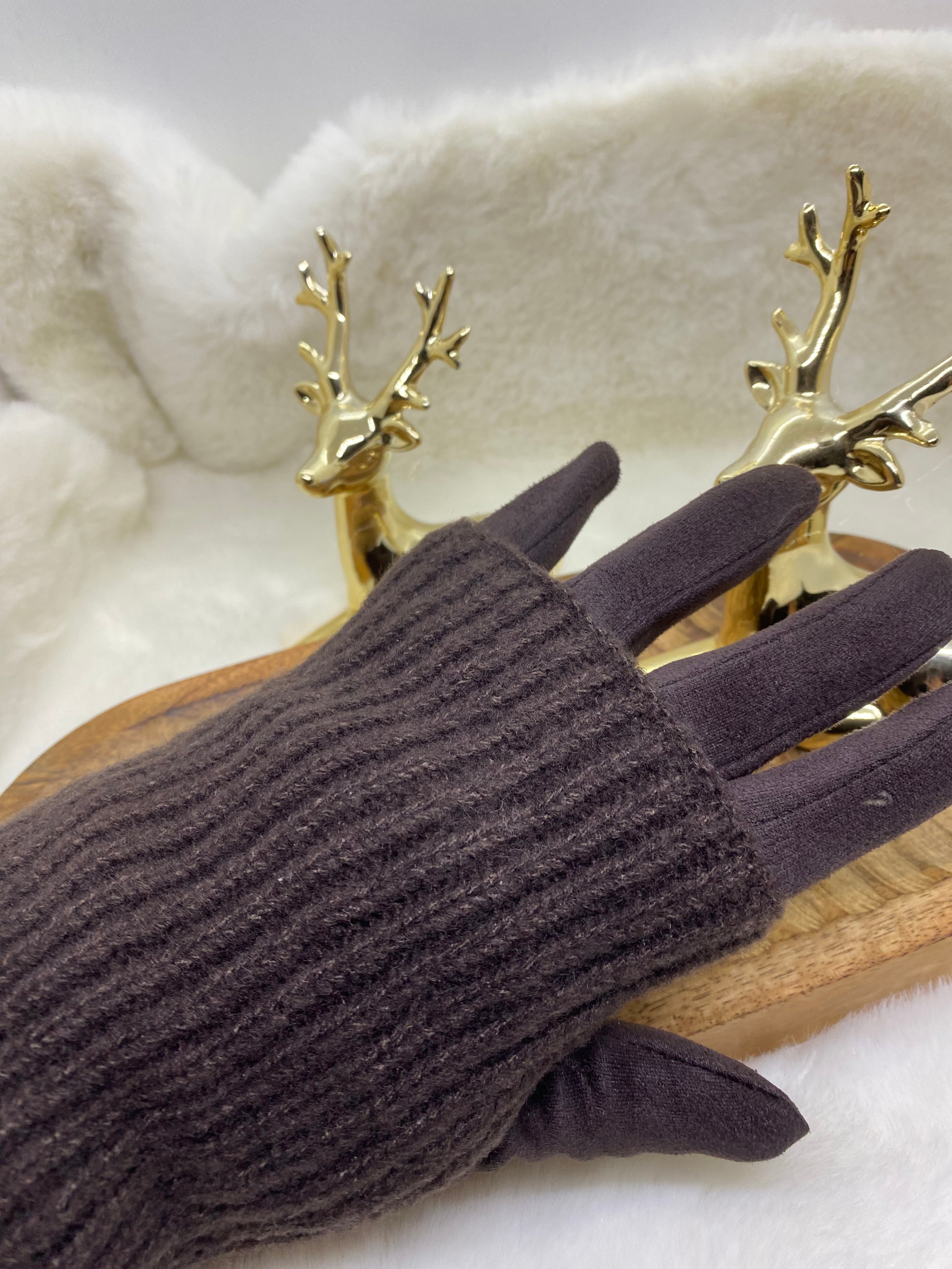 ENSEMBLE GANTS  ET MITAINES CHOCO TU