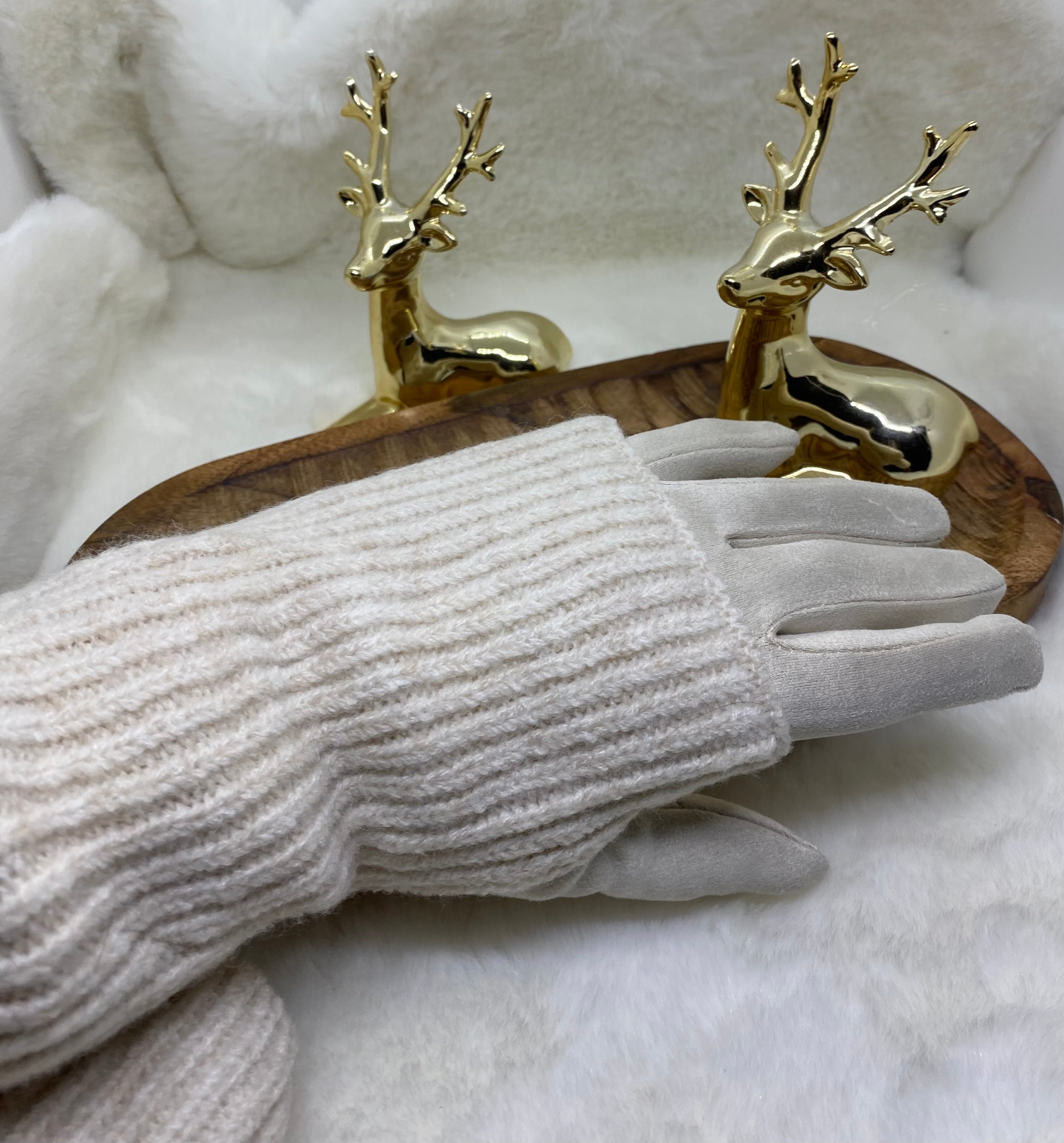 ENSEMBLE GANTS  ET MITAINES ECRU  TU