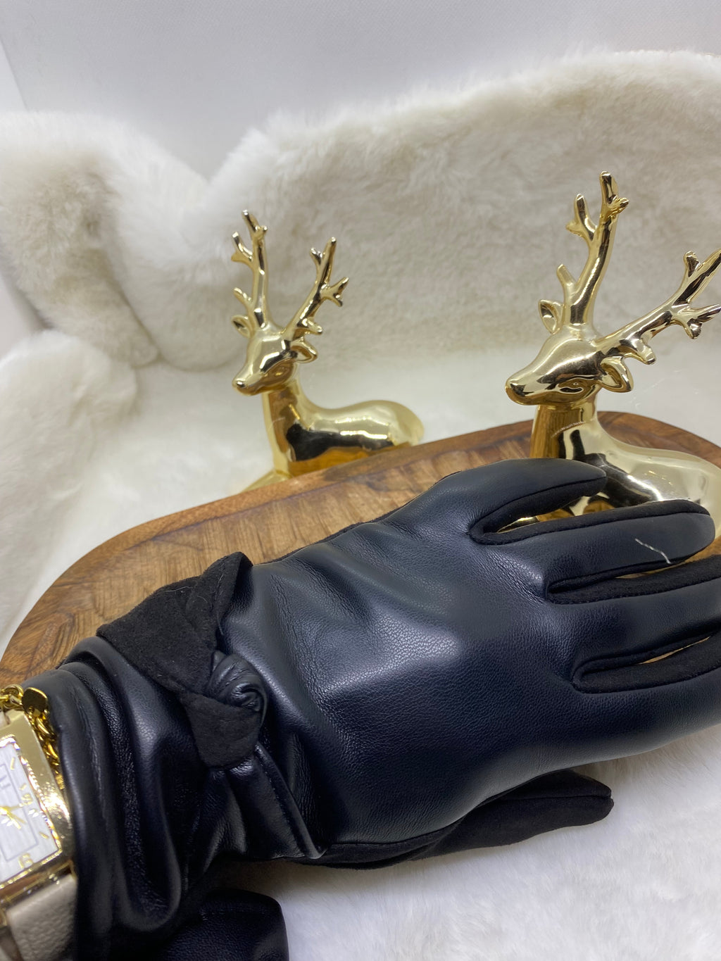 GANTS SIMILI CUIR NOEUDS   NOIR   TU