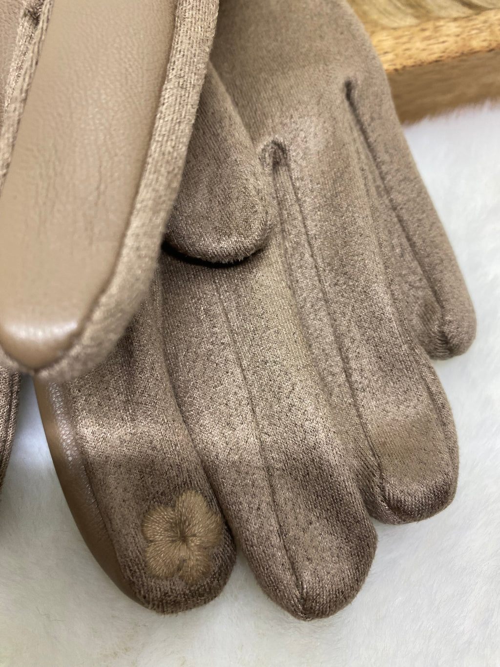 GANTS SIMILI CUIR NOEUDS   TAUPE  TU