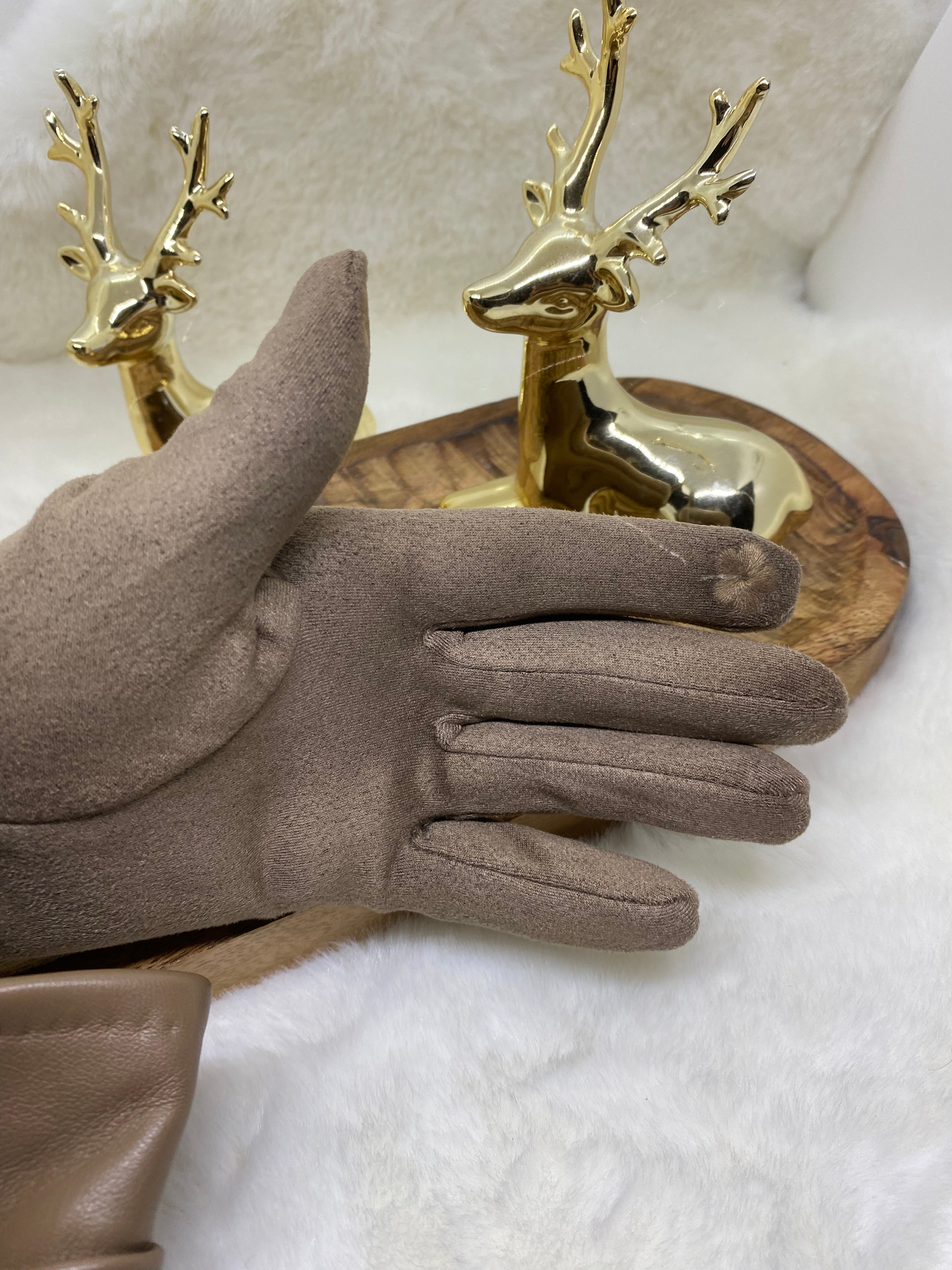 GANTS SIMILI CUIR NOEUDS   TAUPE  TU