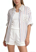 ENSEMBLE CHEMISE ET TOP CARLA RAYE BLEU ET ROSE   TU  36/42