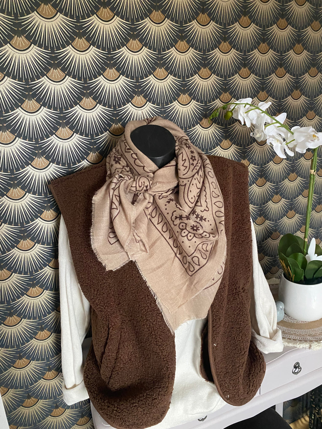 ECHARPE BANDANA BEIGE