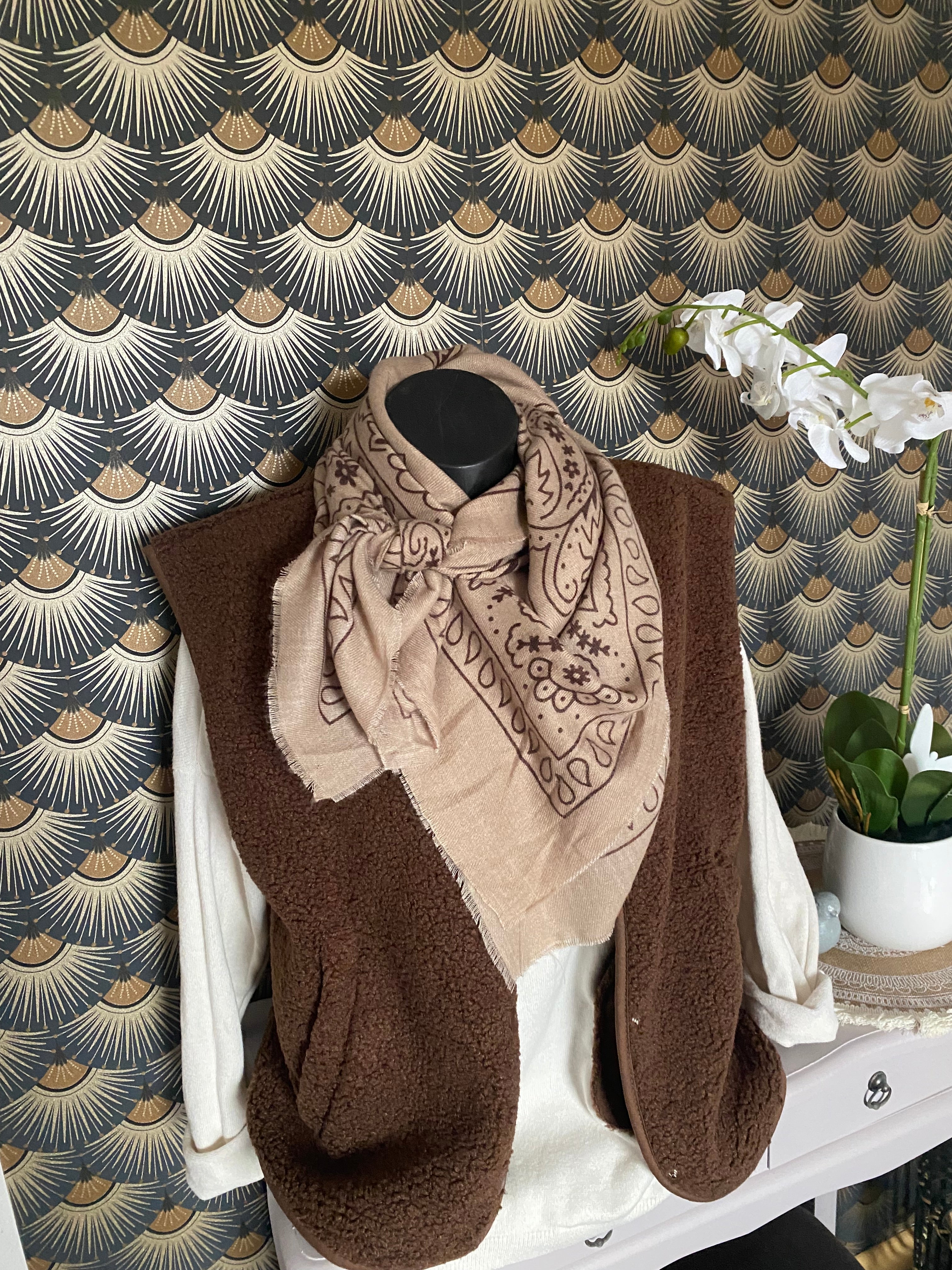 ECHARPE BANDANA BEIGE