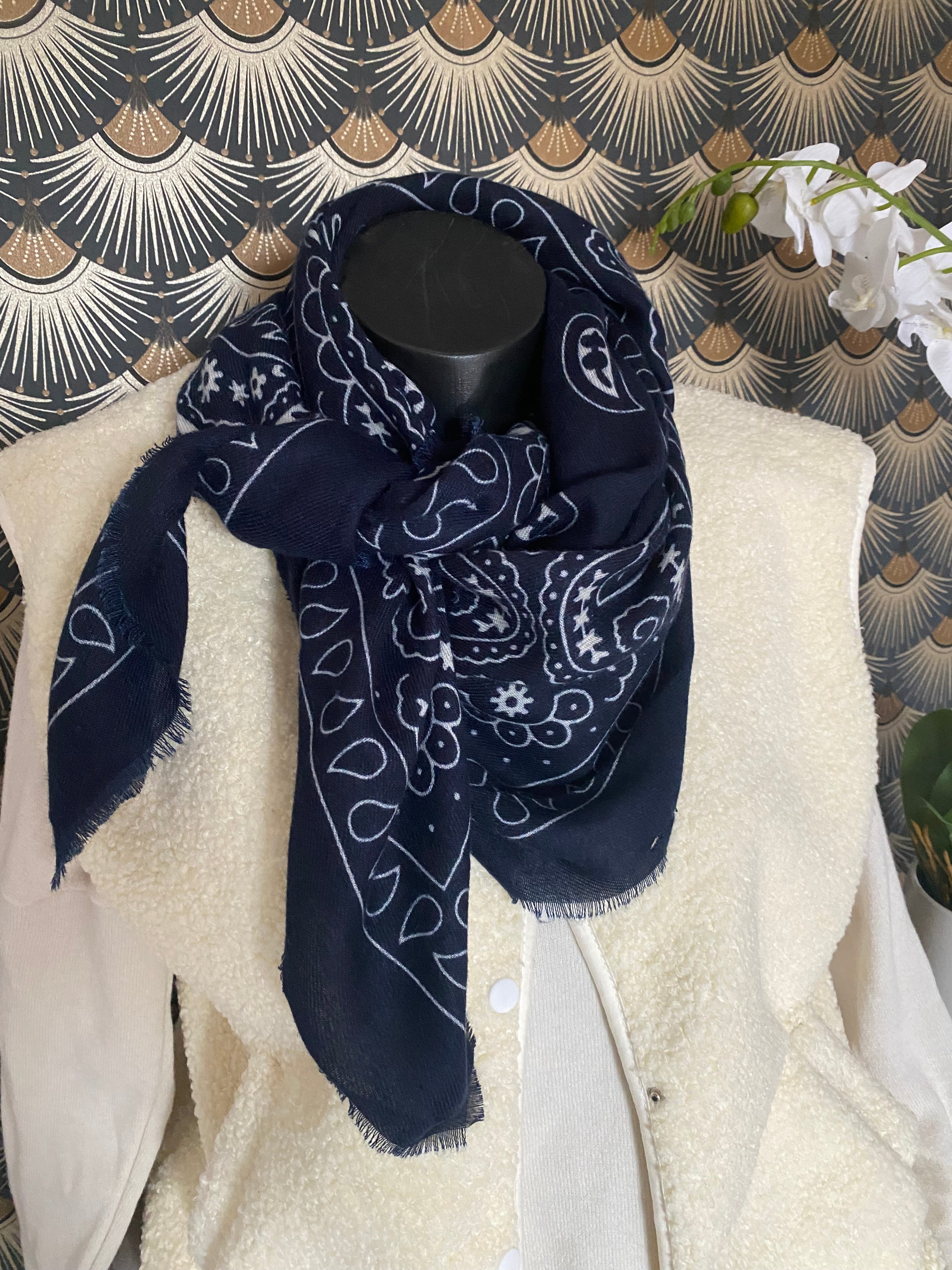 ECHARPE BANDANA BLEU MARINE