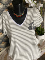 TEE SHIRT MARINIERE  GRIS CLAIR  40/44