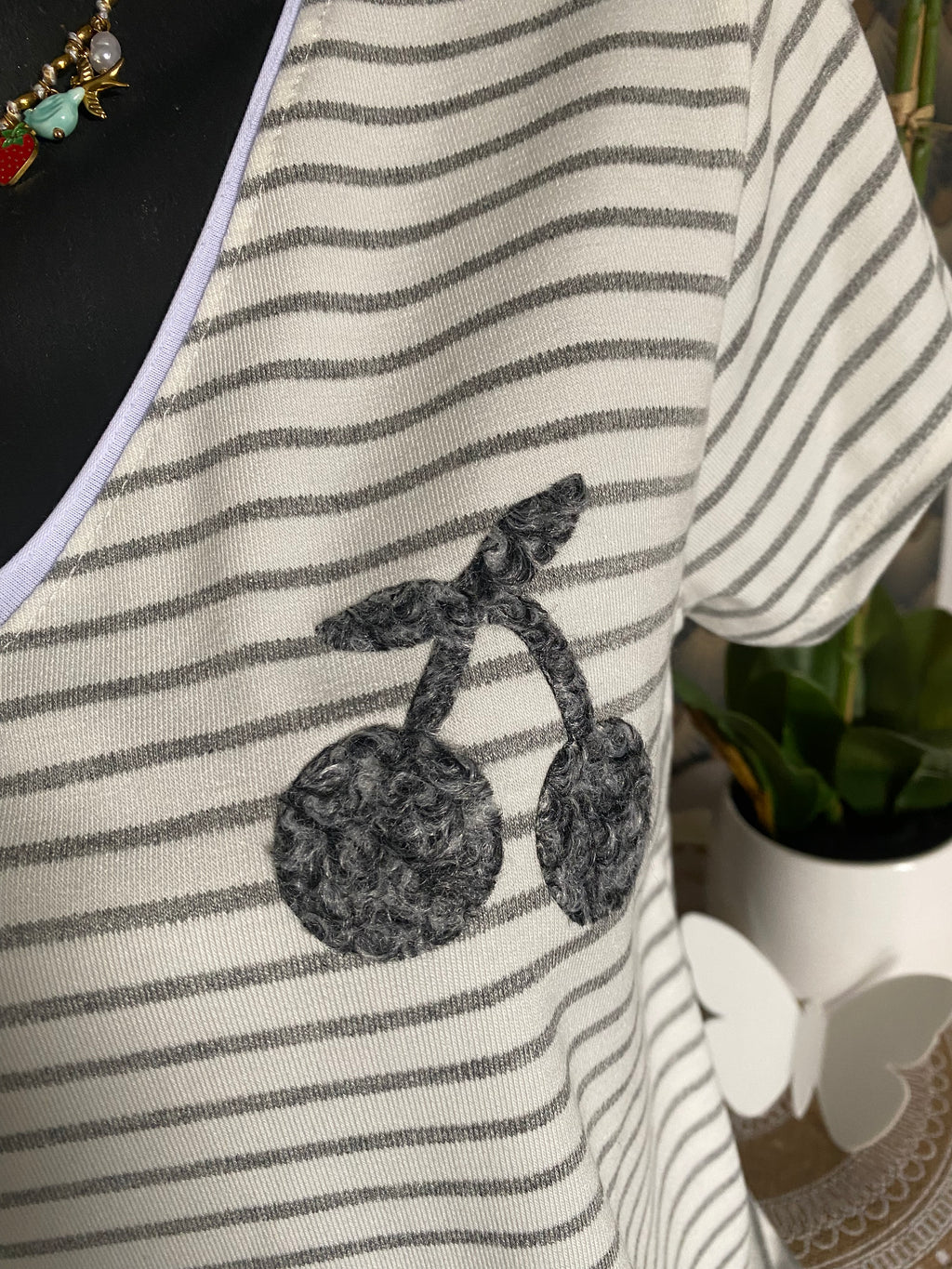TEE SHIRT MARINIERE  GRIS CLAIR  40/44