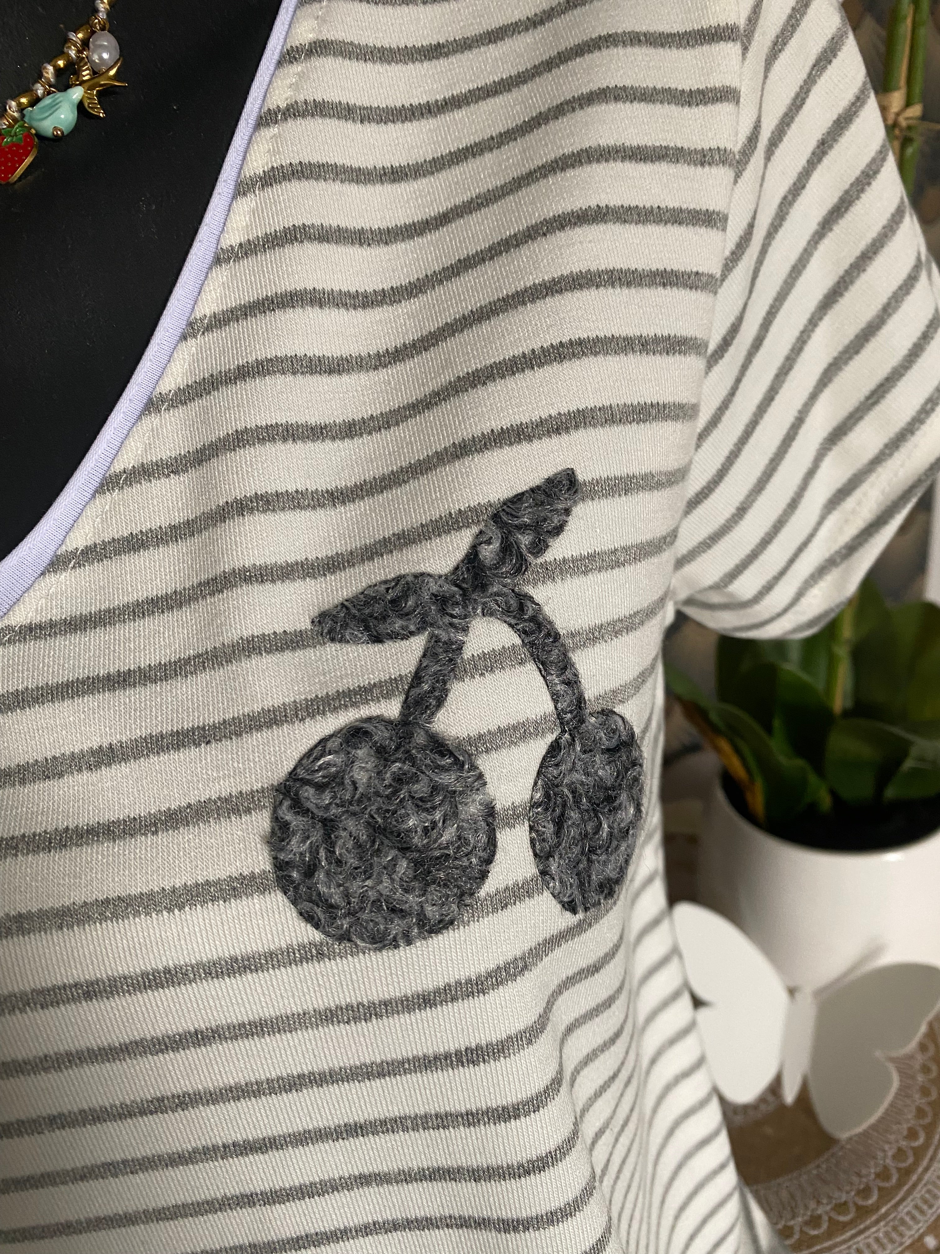 TEE SHIRT MARINIERE  GRIS CLAIR  40/44