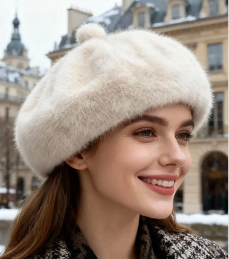 BERET FAUSSE FOURRURE ECRU TU