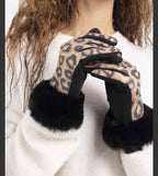 GANTS SUEDE LEOPARD NOIRS   TU