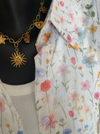 ENSEMBLE TOP ET CHEMISE BRODE  TU 34/40BLANC