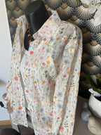ENSEMBLE TOP ET CHEMISE BRODE  TU 34/40BLANC