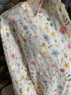 ENSEMBLE TOP ET CHEMISE BRODE  TU 34/40BLANC