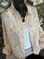 ENSEMBLE TOP ET CHEMISE BRODE  TU 34/40 BEIGE
