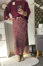 JUPE LONGUE A POIS  TU 34/42  BORDEAUX