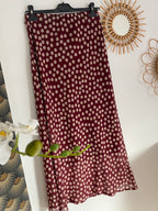 JUPE LONGUE A POIS  TU 34/42  BORDEAUX