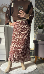 JUPE LONGUE A POIS  TU 34/42  CHOCO