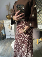 JUPE LONGUE A POIS  TU 34/42  CHOCO