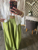 PANTALON FLUIDE PALAZZO  VERT OLIVE TU 36/42