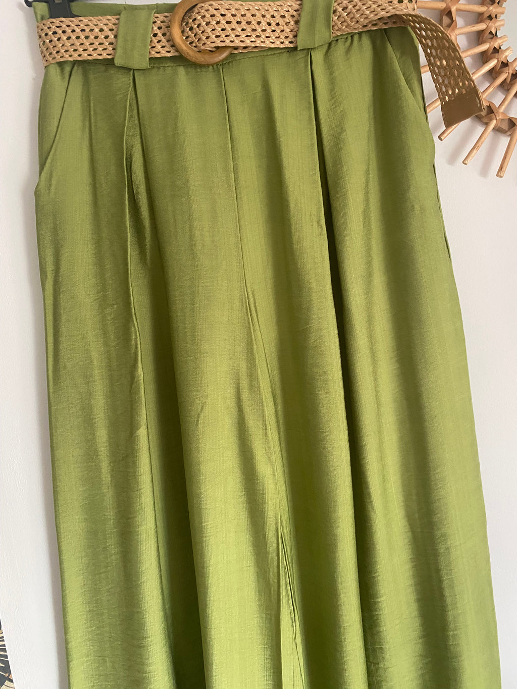 PANTALON FLUIDE PALAZZO  VERT OLIVE TU 36/42