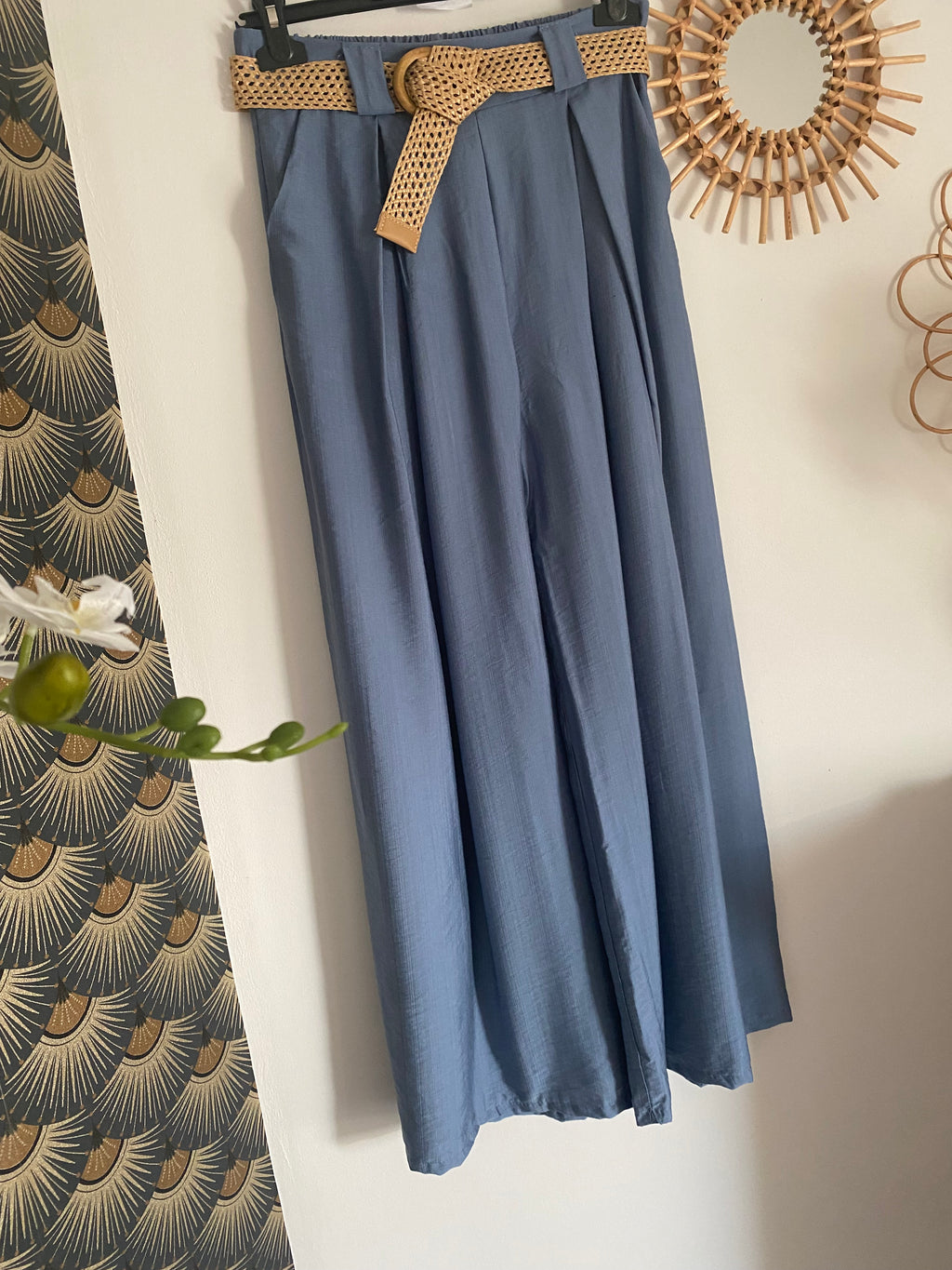 PANTALON FLUIDE PALAZZO  BLEU TU 36/42