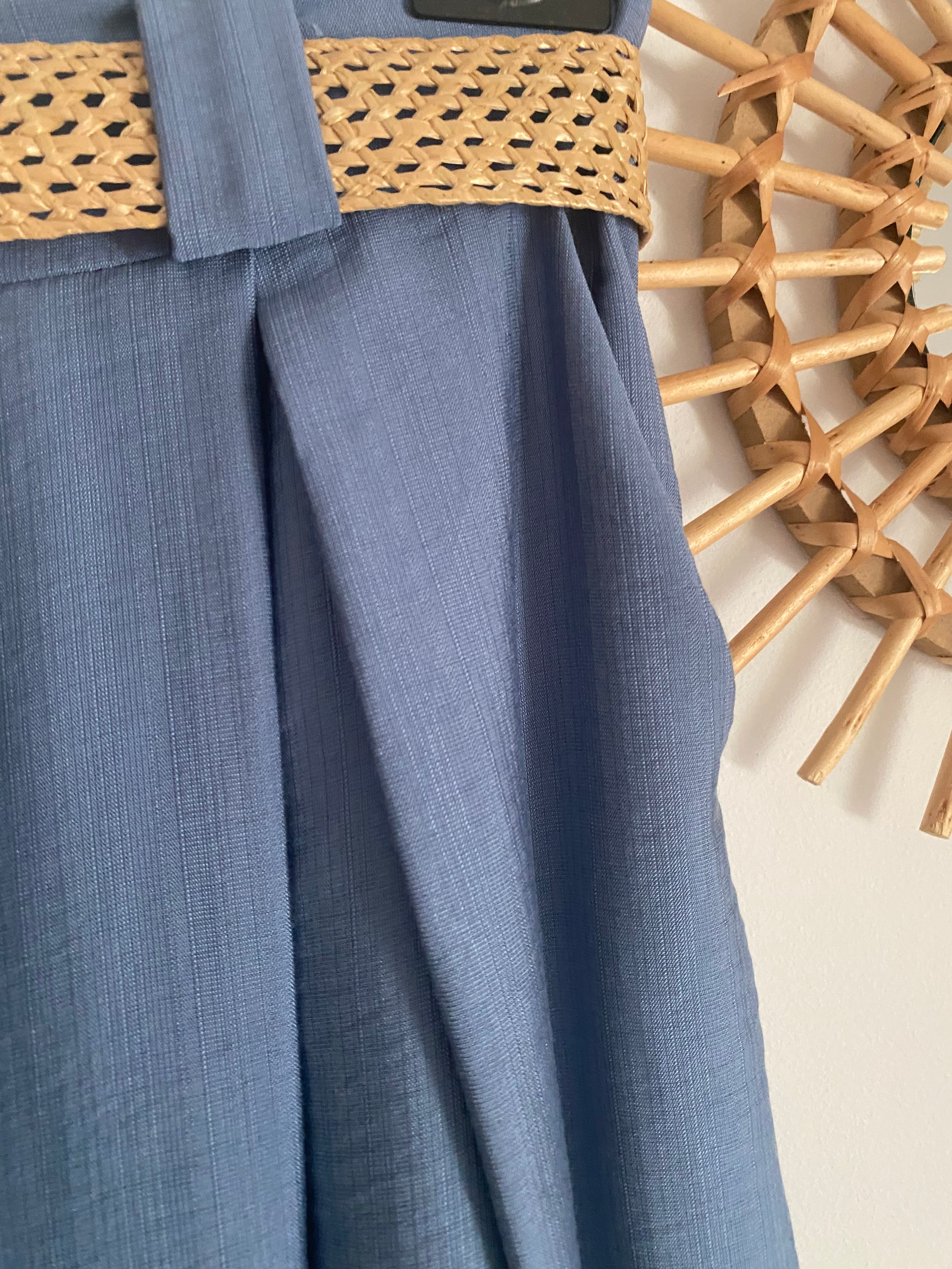 PANTALON FLUIDE PALAZZO  BLEU TU 36/42