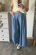 PANTALON FLUIDE PALAZZO  BLEU TU 36/42