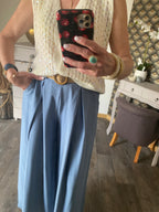 PANTALON FLUIDE PALAZZO  BLEU TU 36/42