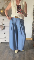 PANTALON FLUIDE PALAZZO  BLEU TU 36/42