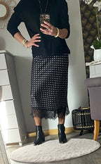 JUPE SATIN A POIS  TTU 34/40  NOIRE