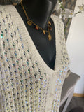 TOP GILET SANS MANCHE AJOURE AVEC SEQUINS   TU 36/42 PETIT 44